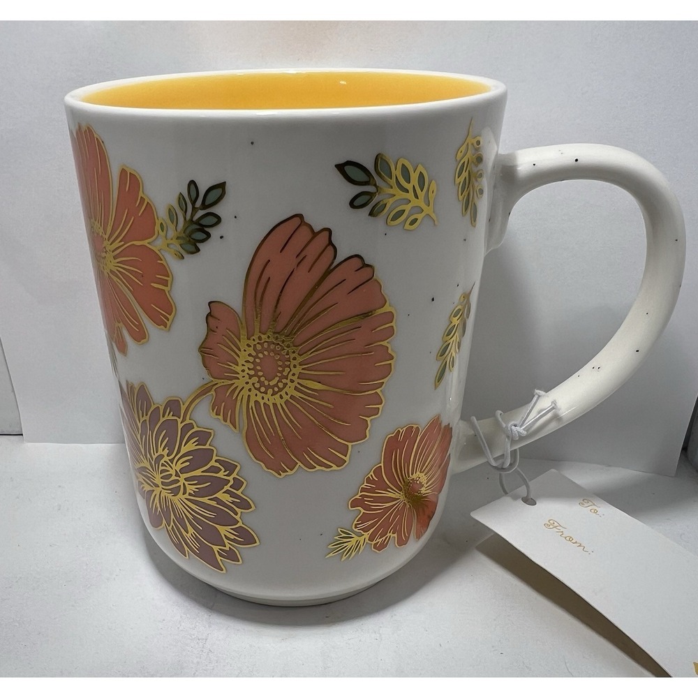 Seeds And Sunshine Orange and Pink Wild Flower w/gold Accents Coffee/Tea Mug